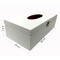 White Wooden Tissue Box Napkin Holder Top Open with Metal Clip Closure