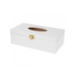 White Wooden Tissue Box Napkin Holder Top Open with Metal Clip Closure