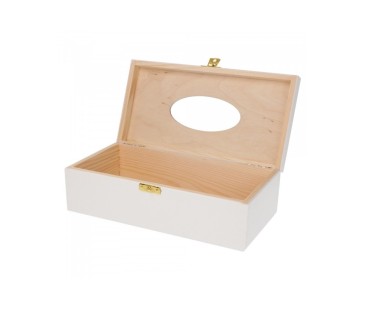 White Wooden Tissue Box Holder with Metal Clip
