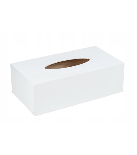 White Wooden Tissue Box Holder Bottom Open