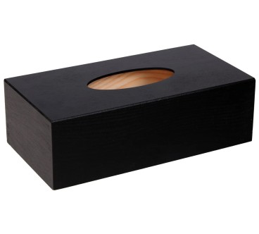 Black Wooden Tissue Box Holder Bottom Open