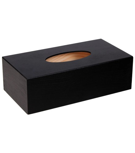 Black Wooden Tissue Box Holder Bottom Open