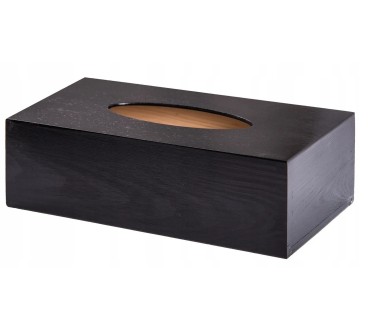 Black Wooden Tissue Box Holder Bottom Open