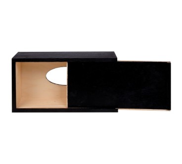 Black Wooden Tissue Box Holder Bottom Open