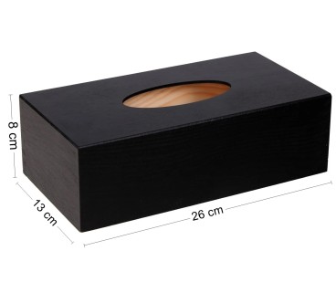 Black Wooden Tissue Box Holder Bottom Open