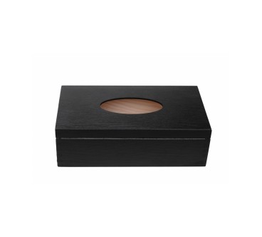 Black Wooden Tissue Box Napkin Holder Top Open Table Storage