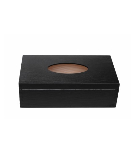 Black Wooden Tissue Box Napkin Holder Top Open Table Storage