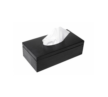Black Wooden Tissue Box Holder Top Open