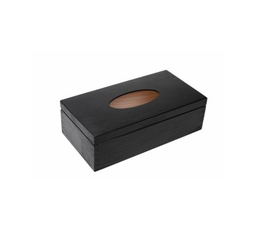 Black Wooden Tissue Box Holder Top Open