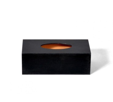 Black Wooden Tissue Box Holder Top Open