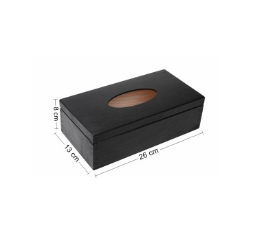 Black Wooden Tissue Box Holder Top Open