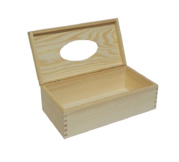 Raw Wooden Tissue Box Napkin Holder Unpainted Top Open Natural Wood