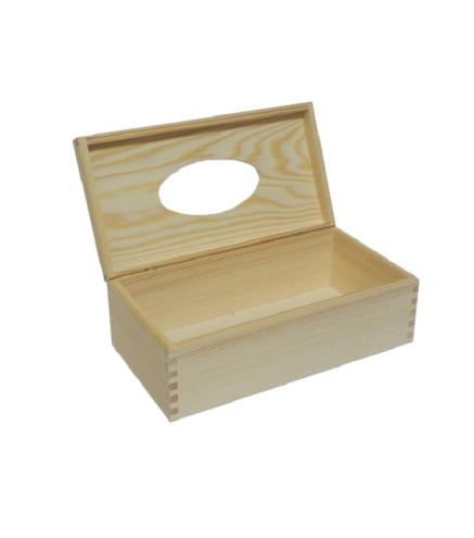 Raw Wooden Tissue Box Napkin Holder Unpainted Top Open Natural Wood