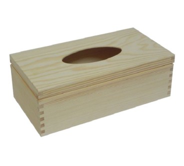 Raw Wooden Tissue Box Holder Unpainted Top Open