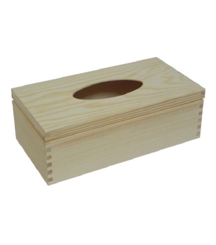 Raw Wooden Tissue Box Holder Unpainted Top Open