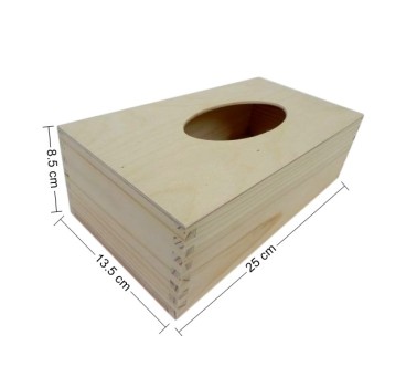 Raw Wooden Tissue Box Holder Unpainted Bottom Open