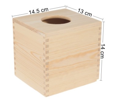 Square Wooden Tissue Box Holder Raw Bottom Open