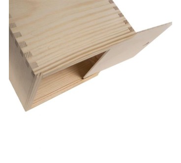 Square Wooden Tissue Box Holder Raw Bottom Open