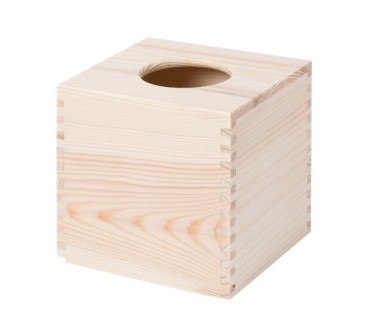 Square Wooden Tissue Box Holder Raw Bottom Open