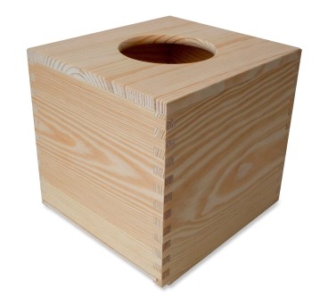 Square Wooden Tissue Box Holder Raw Bottom Open