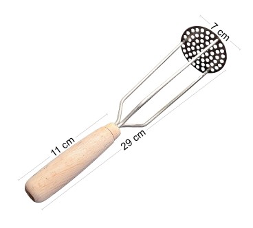 Stainless Steel Potato Masher with Beech Wood Handle Kitchen Tool 29 cm