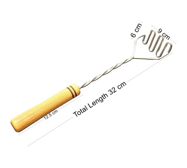 Stainless Steel Spiral Potato Masher with Beech Wood Handle 29 cm