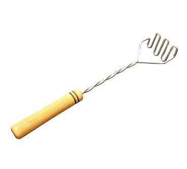 Stainless Steel Spiral Potato Masher Beech Wood Handle