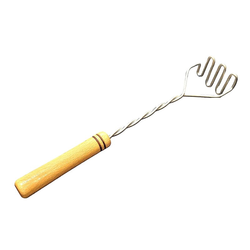 Stainless Steel Spiral Potato Masher with Beech Wood Handle 29 cm