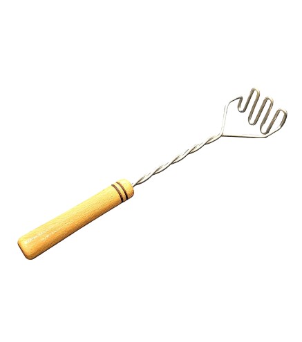 Stainless Steel Spiral Potato Masher Beech Wood Handle