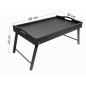 Black Wooden Breakfast Tray with Folding Legs Bed Serving Tray 50 x 30 cm