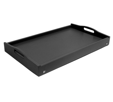 Black Wooden Breakfast Tray with Folding Legs 50 x 30 cm