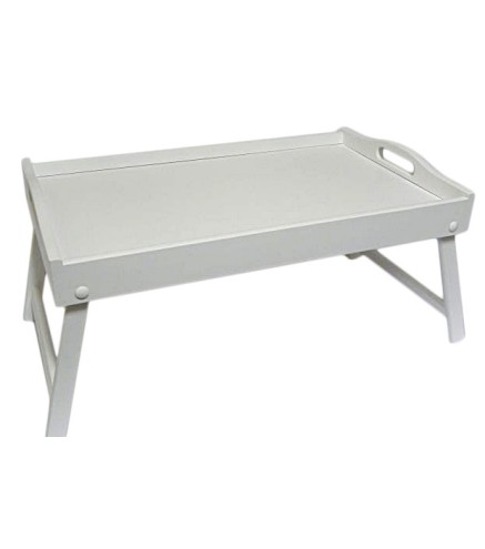 White Wooden Breakfast Tray with Folding Legs Bed Serving Tray 50 x 30 cm