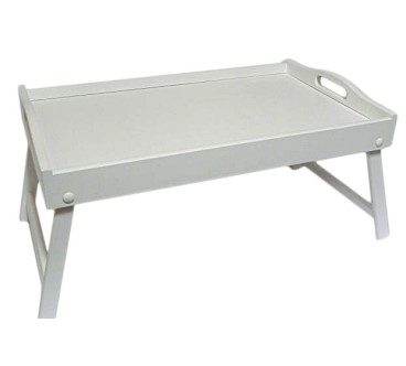 White Wooden Breakfast Tray with Folding Legs 50 x 30 cm
