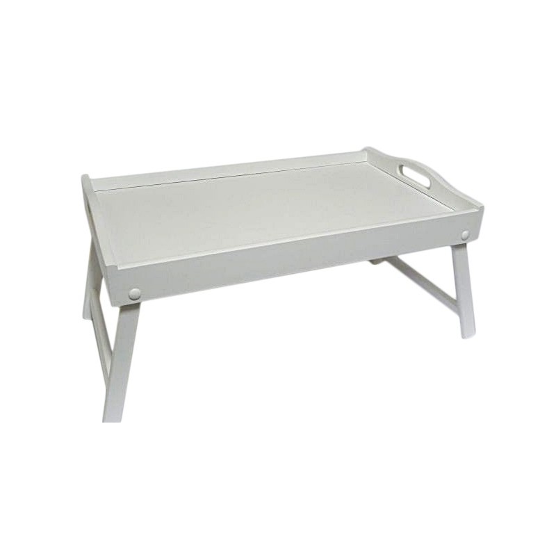 White Wooden Breakfast Tray with Folding Legs Bed Serving Tray 50 x 30 cm