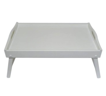 White Wooden Breakfast Tray with Folding Legs 50 x 30 cm