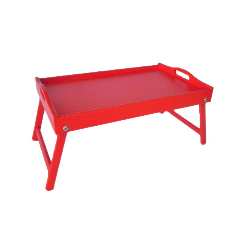 Red Wooden Breakfast Tray with Folding Legs Bed Serving Tray 50 x 30 cm