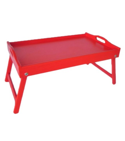 Red Wooden Breakfast Tray with Folding Legs Bed Serving Tray 50 x 30 cm