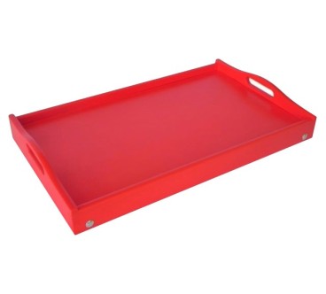 Red Wooden Breakfast Tray with Folding Legs 50 x 30 cm