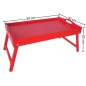 Red Wooden Breakfast Tray with Folding Legs Bed Serving Tray 50 x 30 cm