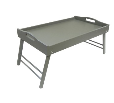 Grey Wooden Breakfast Tray with Folding Legs 50 x 30 cm
