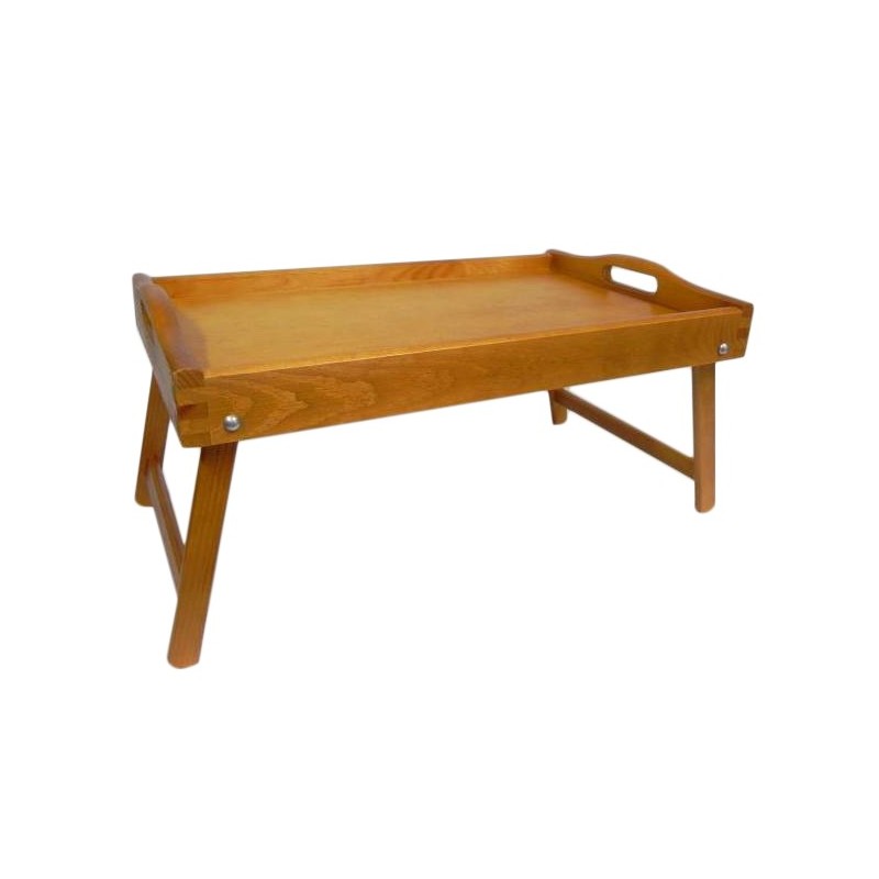Light Brown Wooden Breakfast Tray with Folding Legs Bed Serving Tray 50 x 30 cm