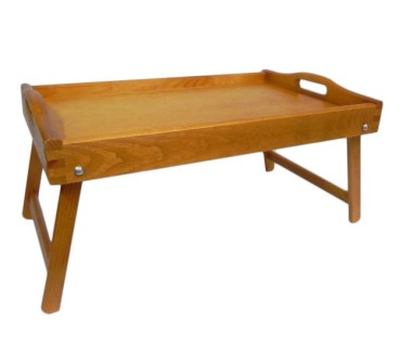 Light Brown Wooden Breakfast Tray with Folding Legs Bed Serving Tray 50 x 30 cm