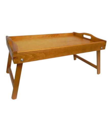 Light Brown Wooden Breakfast Tray with Folding Legs Bed Serving Tray 50 x 30 cm