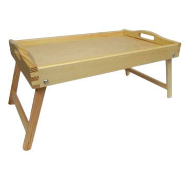 Light Wood Wooden Breakfast Tray with Folding Legs Bed Serving Tray 50 x 30 cm