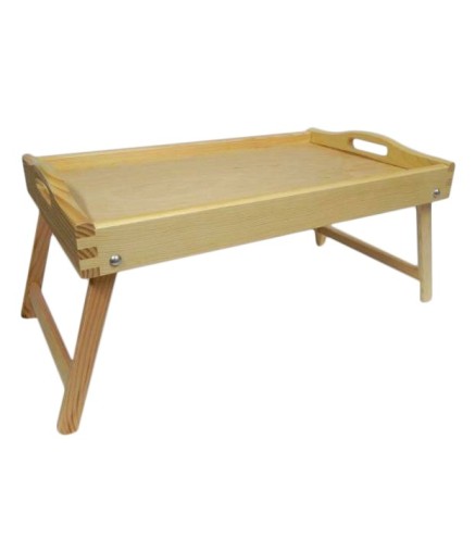 Raw Wooden Breakfast Tray with Folding Legs Bed Serving Tray 50 x 30 cm
