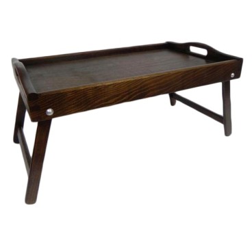 Dark Brown Wooden Breakfast Tray with Folding Legs Bed Serving Tray 50 x 30 cm