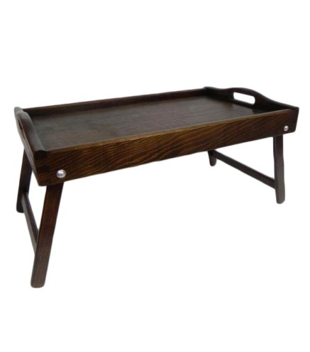Dark Brown Wooden Breakfast Tray with Folding Legs 50 x 30 cm