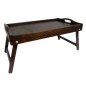 Dark Brown Wooden Breakfast Tray with Folding Legs 50 x 30 cm