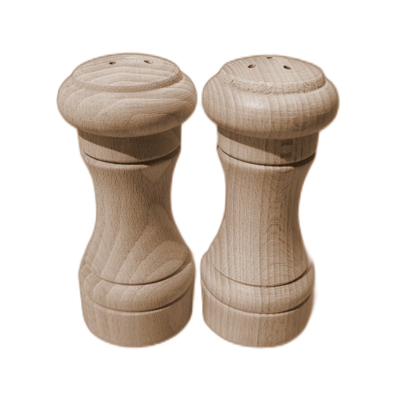 Wooden Salt and Pepper Shakers Set of 2 Beech Wood 10 cm