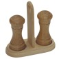 Wooden Salt and Pepper Shakers Set of 2 with Holder Beech Wood 10 cm